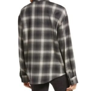Treasure & Bond Black/Grey Baring Plaid Shirt Size small New With Tags